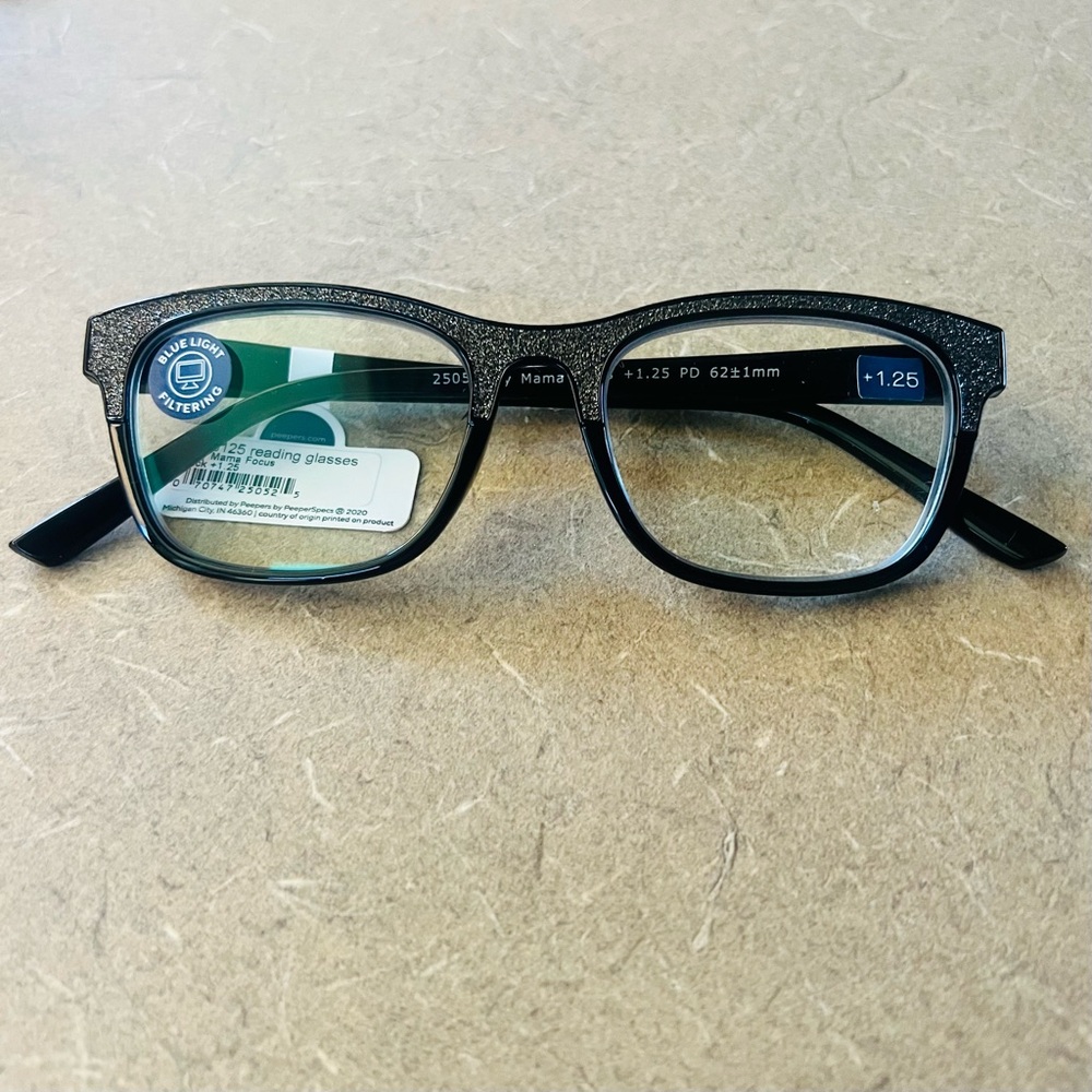 Chic Black Glitter Reading Glasses